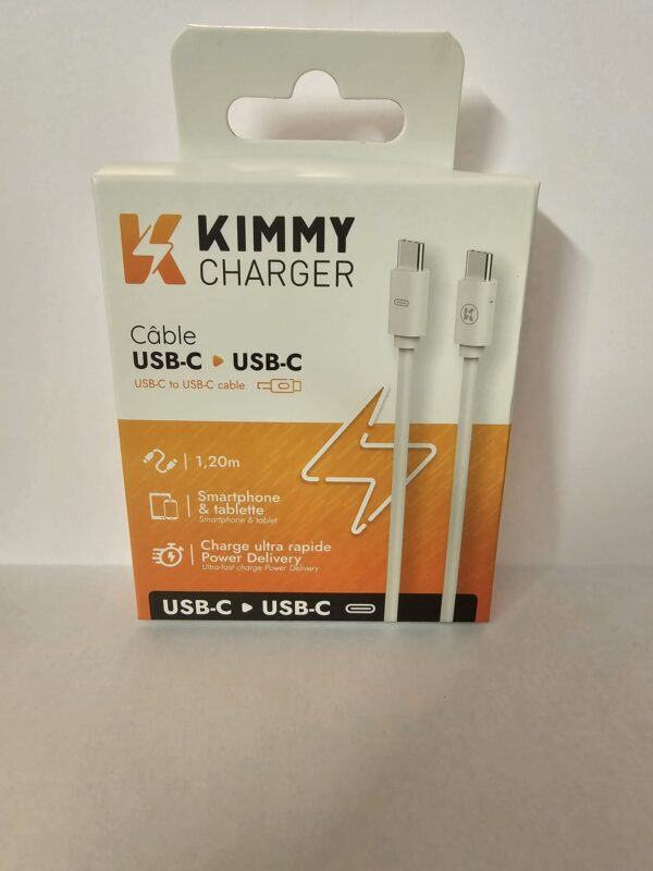 Câble USB-C/USB-C 1,2m 60W Blanc KIMMY CHARGER – Image 4